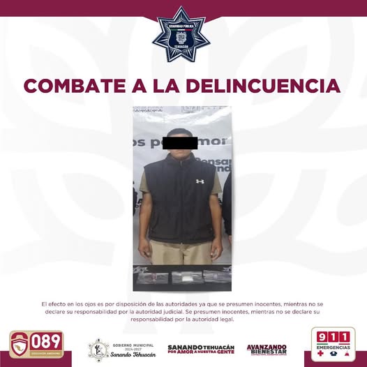 Detienen a “El Chato” en operativo de Seguridad Pública de Tehuacán