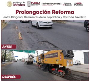 PAVIMENTACIÓN DE LA ‘PROLONGACIÓN REFORMA’ FAVORECE MOVILIDAD DE 267 MIL POBLANOS