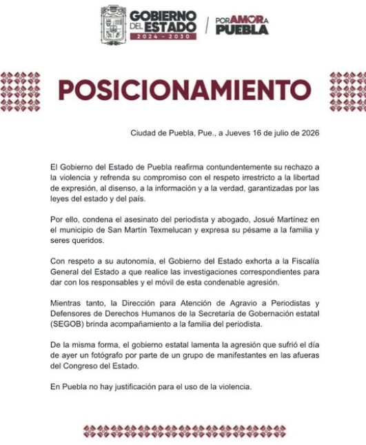 ESTADO RESPALDA LIBERTAD DE EXPRESIÓN TRAS HOMICIDIO